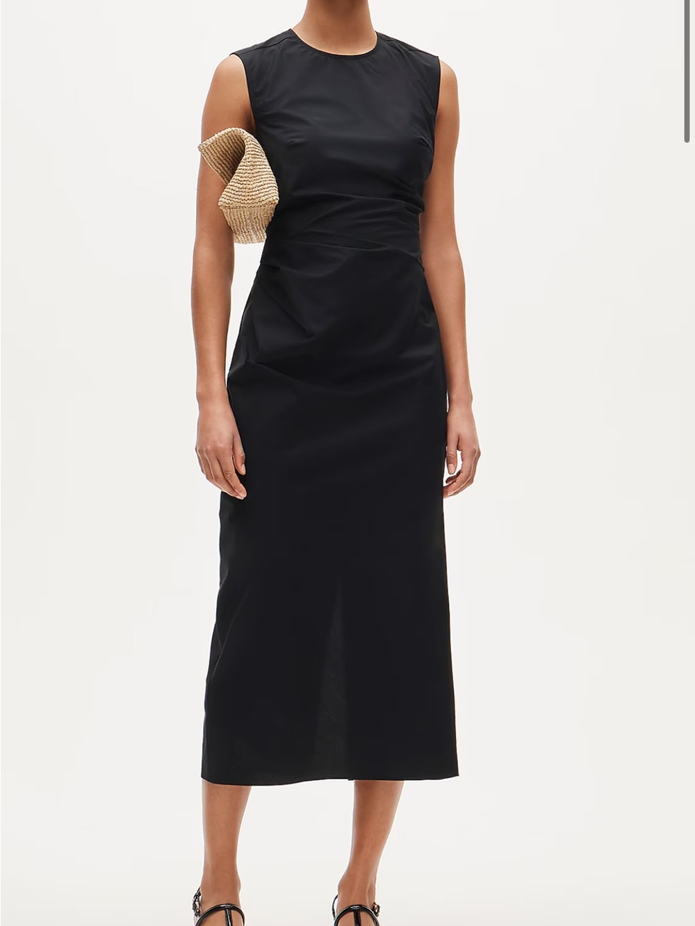 J. Crew ruched midi dress in stretch cotton blend Poplin.